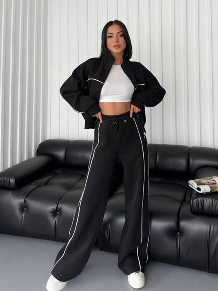 Women's Long-Sleeved Semi-High-Neck Cardigan Hoodie