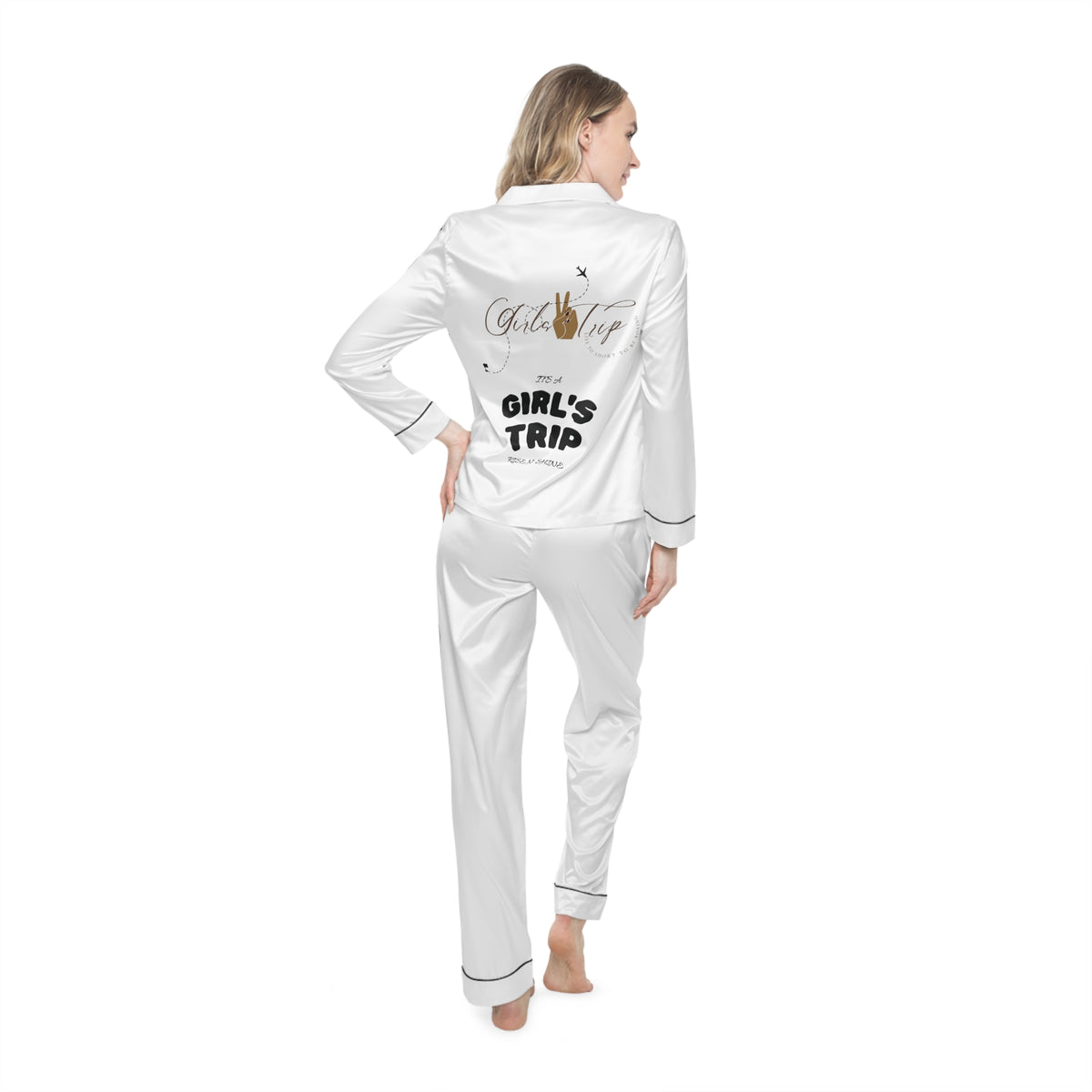 Personalized Girls Trip Satin Pajamas – Women’s Matching PJ Set