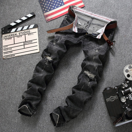 Mens Gray Ripped Jeans