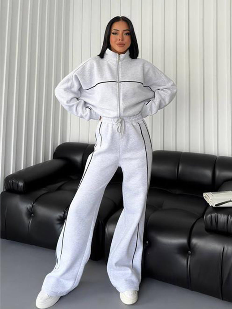Women's Long-Sleeved Semi-High-Neck Cardigan Hoodie