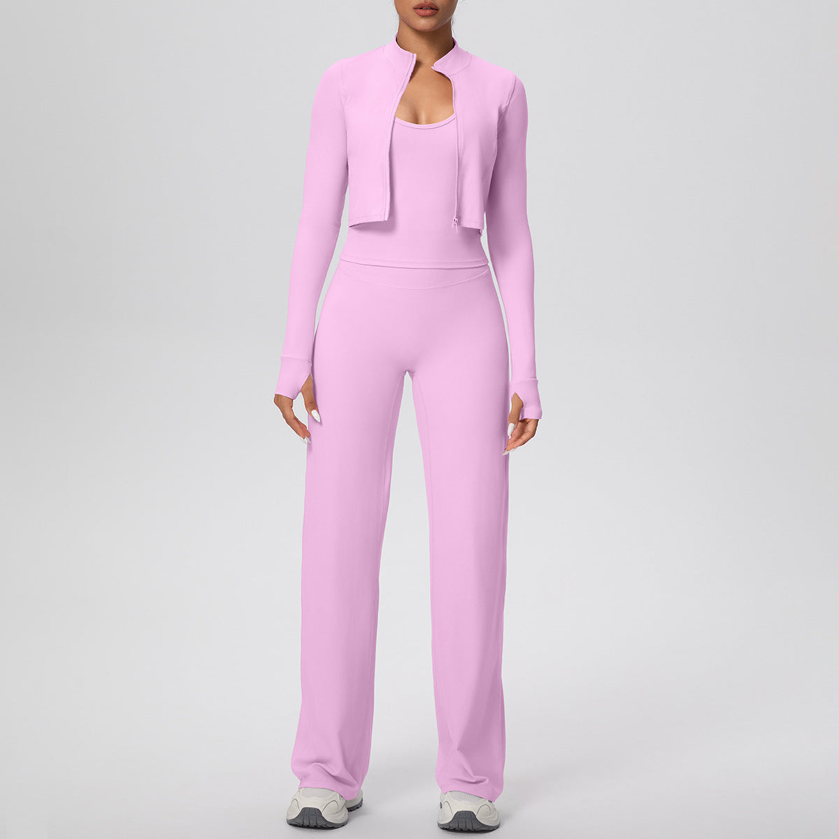 Women's Long Three-Piece Fitness Wear Set