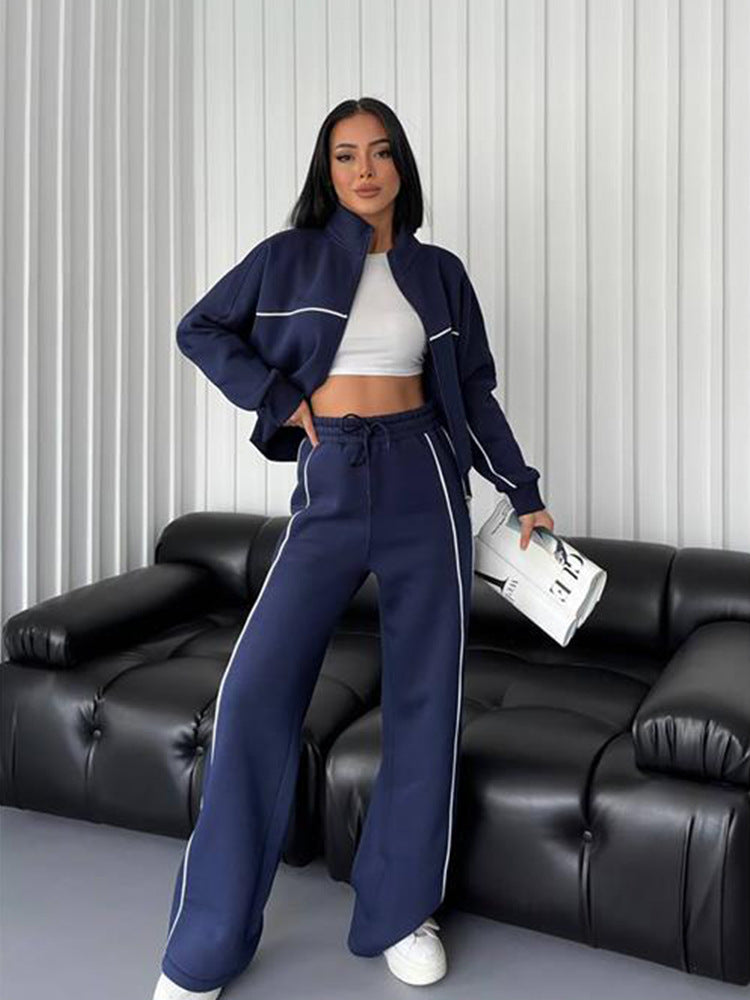 Women's Long-Sleeved Semi-High-Neck Cardigan Hoodie