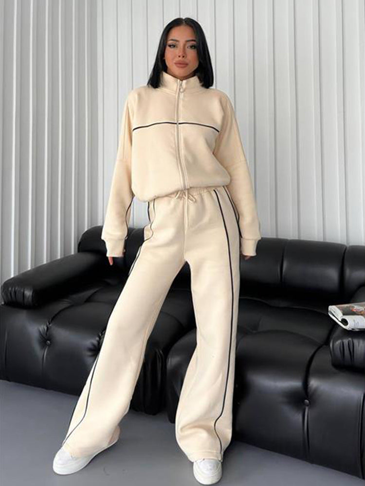 Women's Long-Sleeved Semi-High-Neck Cardigan Hoodie