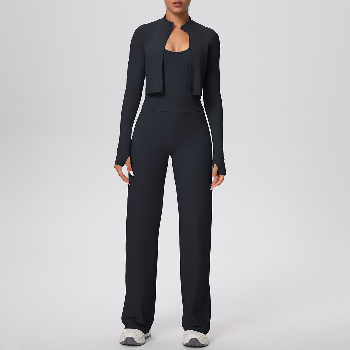 Women's Long Three-Piece Fitness Wear Set