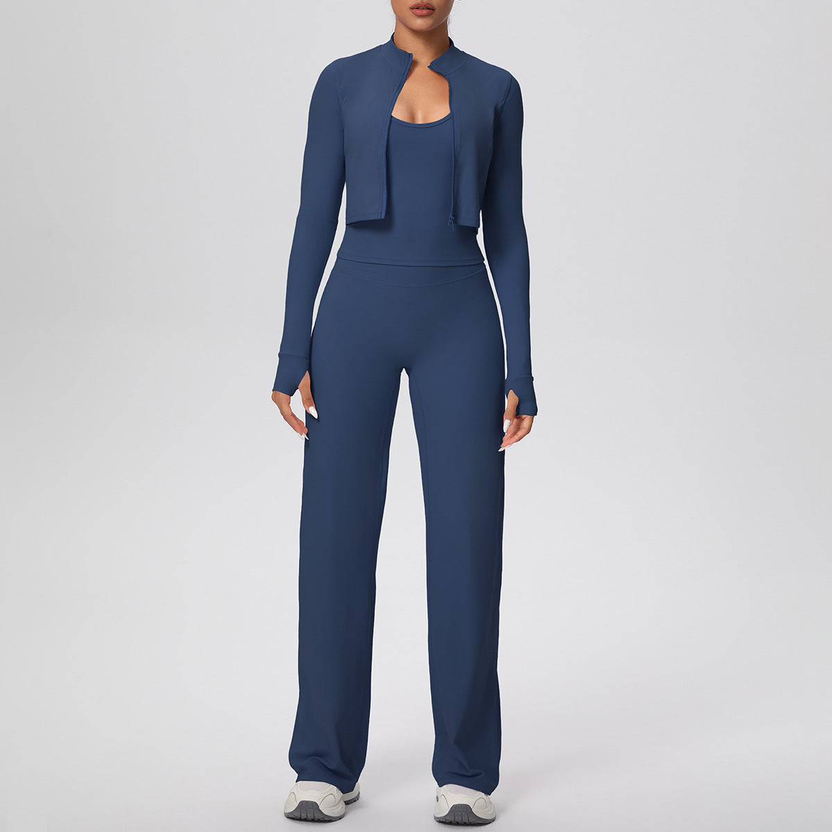 Women's Long Three-Piece Fitness Wear Set