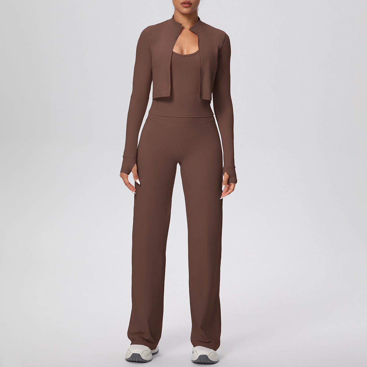 Women's Long Three-Piece Fitness Wear Set