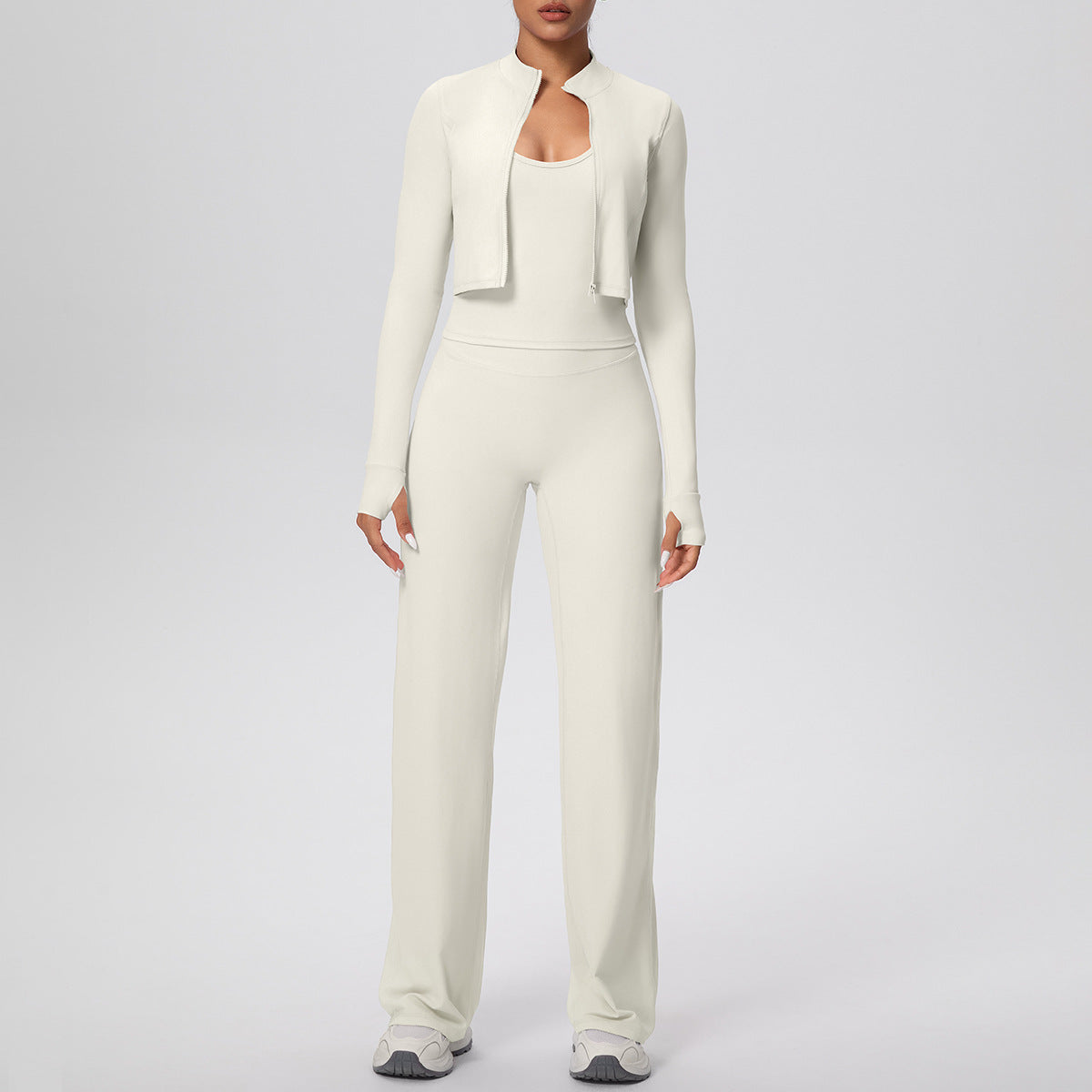 Women's Long Three-Piece Fitness Wear Set