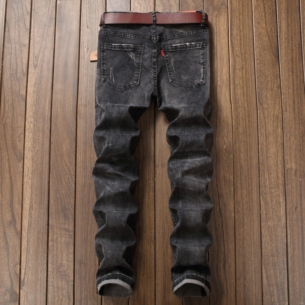 Mens Gray Ripped Jeans