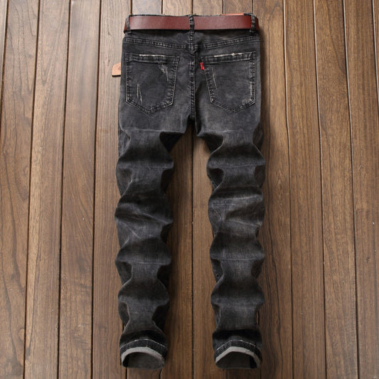 Mens Gray Ripped Jeans