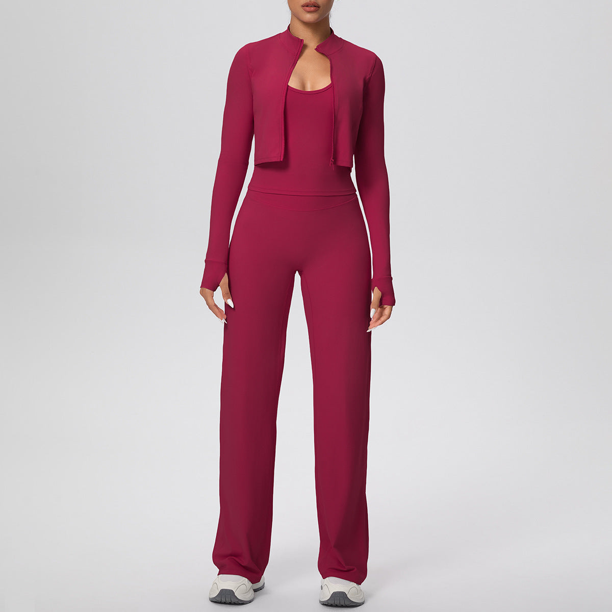 Women's Long Three-Piece Fitness Wear Set