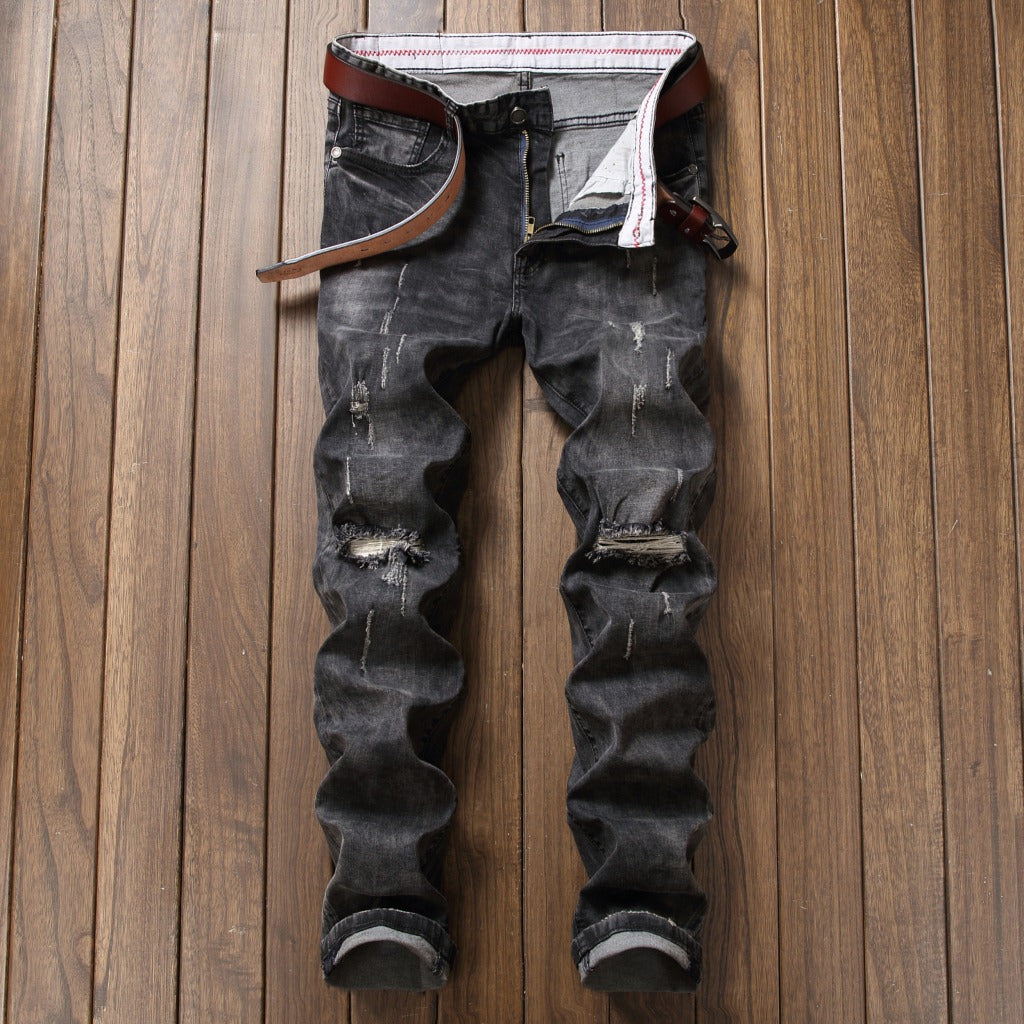 Mens Gray Ripped Jeans