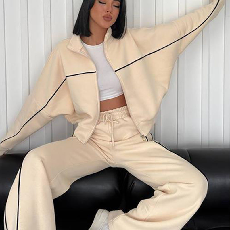 Women's Long-Sleeved Semi-High-Neck Cardigan Hoodie