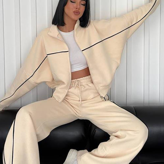 Women's Long-Sleeved Semi-High-Neck Cardigan Hoodie