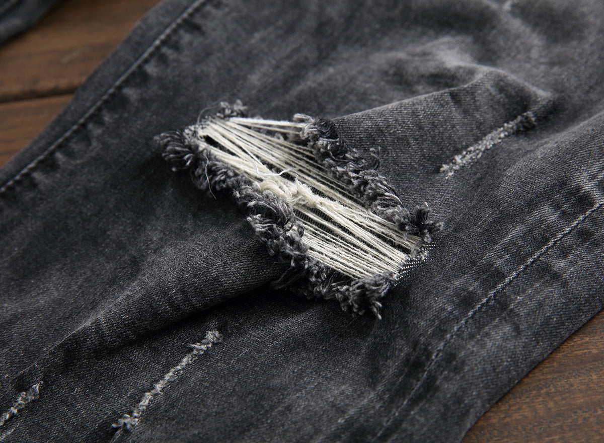Mens Gray Ripped Jeans